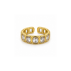 Rings Dual-Tone Polished White Stone Crossover Ring