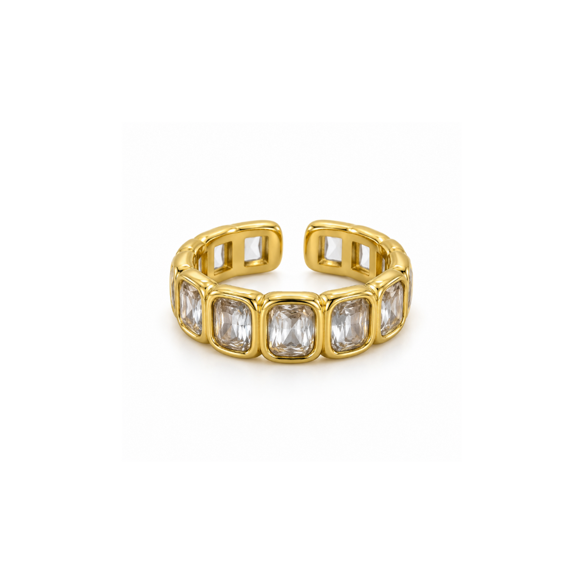 Rings Dual-Tone Polished White Stone Crossover Ring