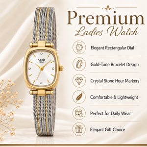 Watches Two-Tone Square Dial Silver Mesh Bracelet Watch for Women