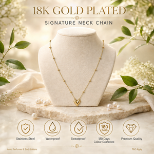 Chain 18K Gold-Plated Beaded Chain with V-Cut Heart Pendant - House of Viya