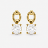 Earrings Gold-Tone Smoky Quartz Square Hoop Drop Earrings