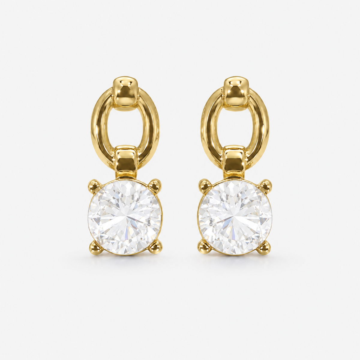 Earrings Gold-Tone Smoky Quartz Square Hoop Drop Earrings
