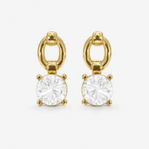 Earrings Gold-Tone Smoky Quartz Square Hoop Drop Earrings