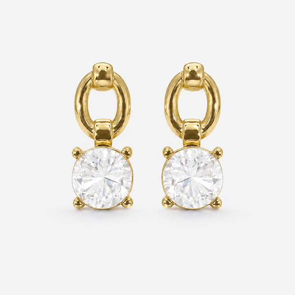 Earrings Gold-Tone Smoky Quartz Square Hoop Drop Earrings - House of Viya