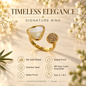 Rings Dual-Tone Polished White Stone Elegant Solitaire Ring