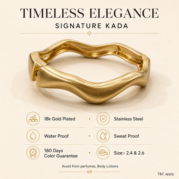 Kadas Gold-Tone Sleek Broad Kada