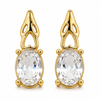 Earrings Gold-Tone Ornate Crown Clear Crystal Teardrop Drop Earrings