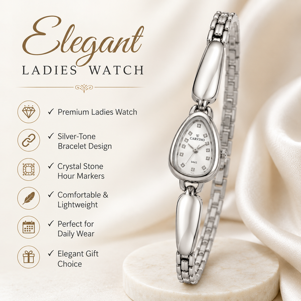 Watches Silver-Tone Teardrop Dial Chain Bracelet Watch for Women - House of Viya