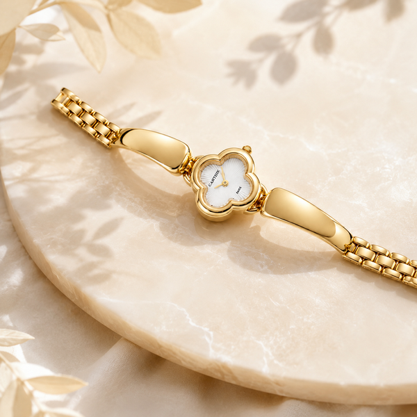 Watches Gold-Tone Clover Shape Dial Chain Bracelet Watch for Women - House of Viya