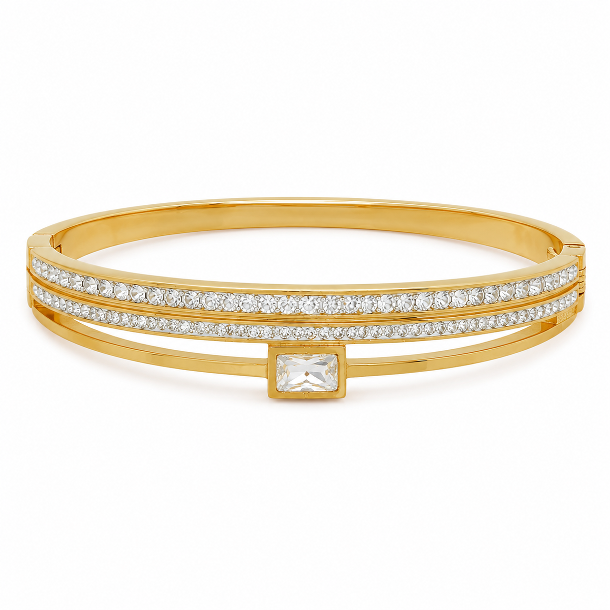 Kadas Gold-Tone Stone-Studded Kada with Green Stone Accent for Women