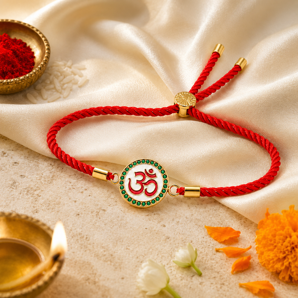 Rakhi Stone-Studded Om Circle Motif Religious Rakhi